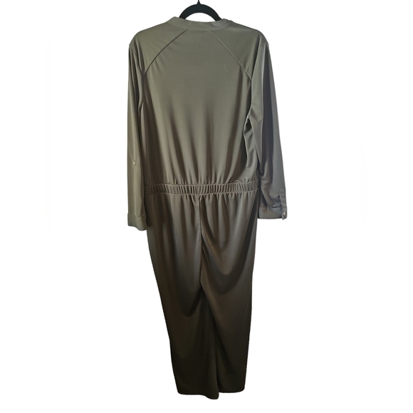 Chico's sz 2 olive green ruffle Utility Jumpsuit sz 12/14 - Picture 6 of 9